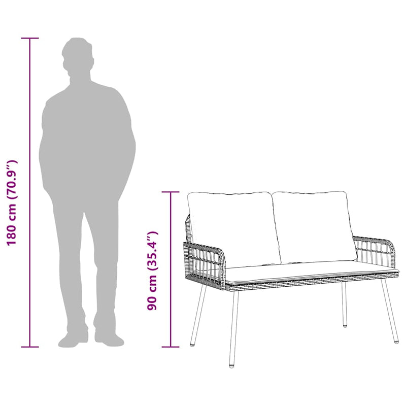vidaXL Kerti pad párnával Szürke 114 x 64 x 78cm Fém