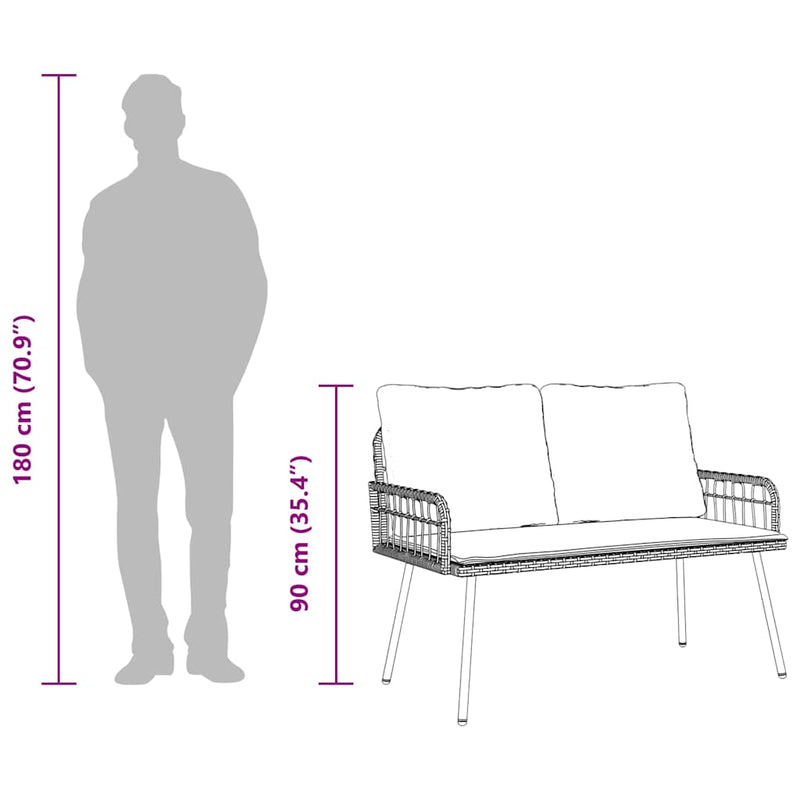 vidaXL Kerti pad párnával Barna 114 x 64 x 78cm Fém
