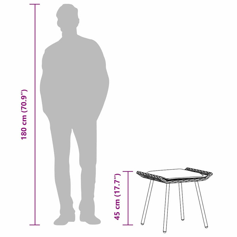 vidaXL Kerti szék párnával 2 pcs Barna 50 x 40 x 45 cm Poliészter