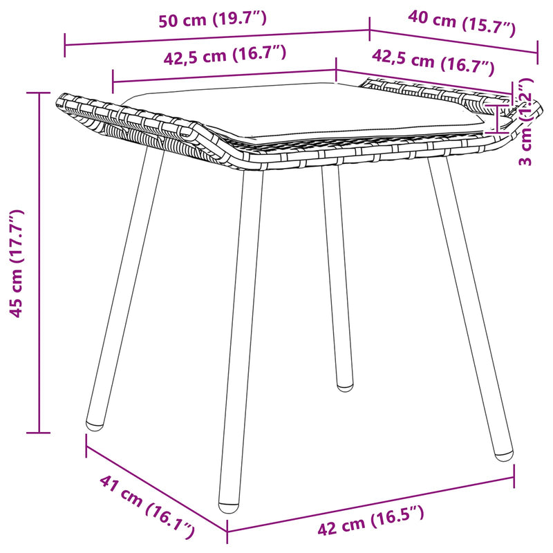 vidaXL Kerti szék párnával 2 pcs Barna 50 x 40 x 45 cm Poliészter