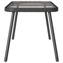 vidaXL Dohányzóasztal Fekete 90 x 45 x 43 cm Polirattan és üveg