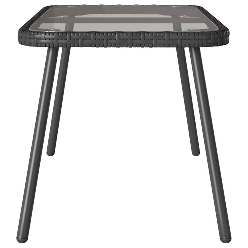 vidaXL Dohányzóasztal Fekete 90 x 45 x 43 cm Polirattan és üveg