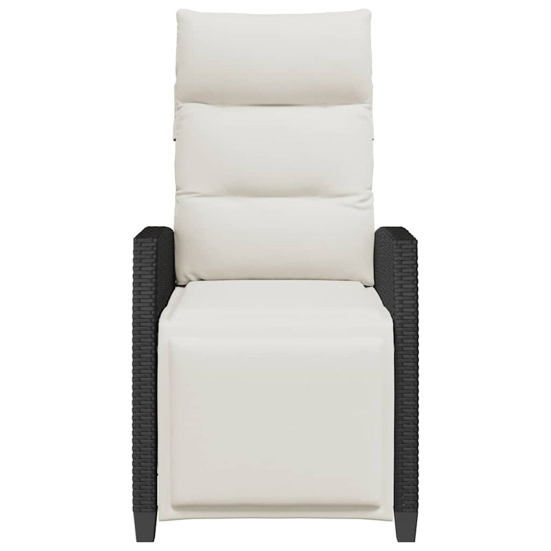 vidaXL fekete polyrattan fekvő kerti szék oldalsó asztallal