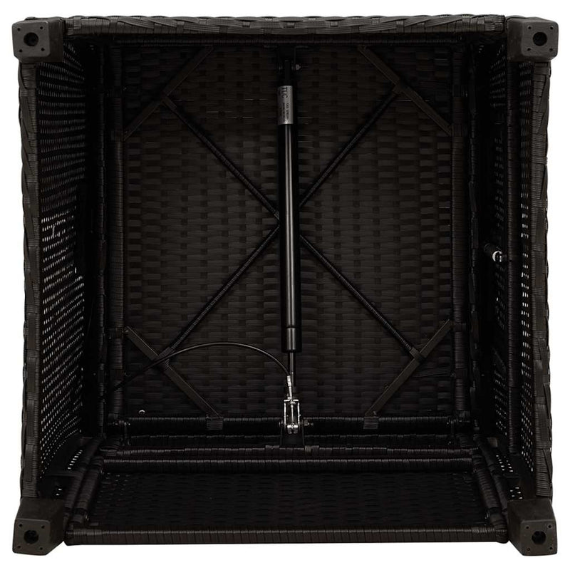 vidaXL fekete polyrattan fekvő kerti szék oldalsó asztallal