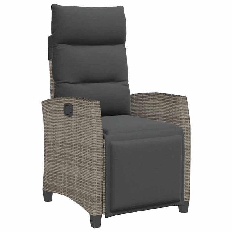 vidaXL szürke polyrattan fekvő kerti szék oldalsó asztallal