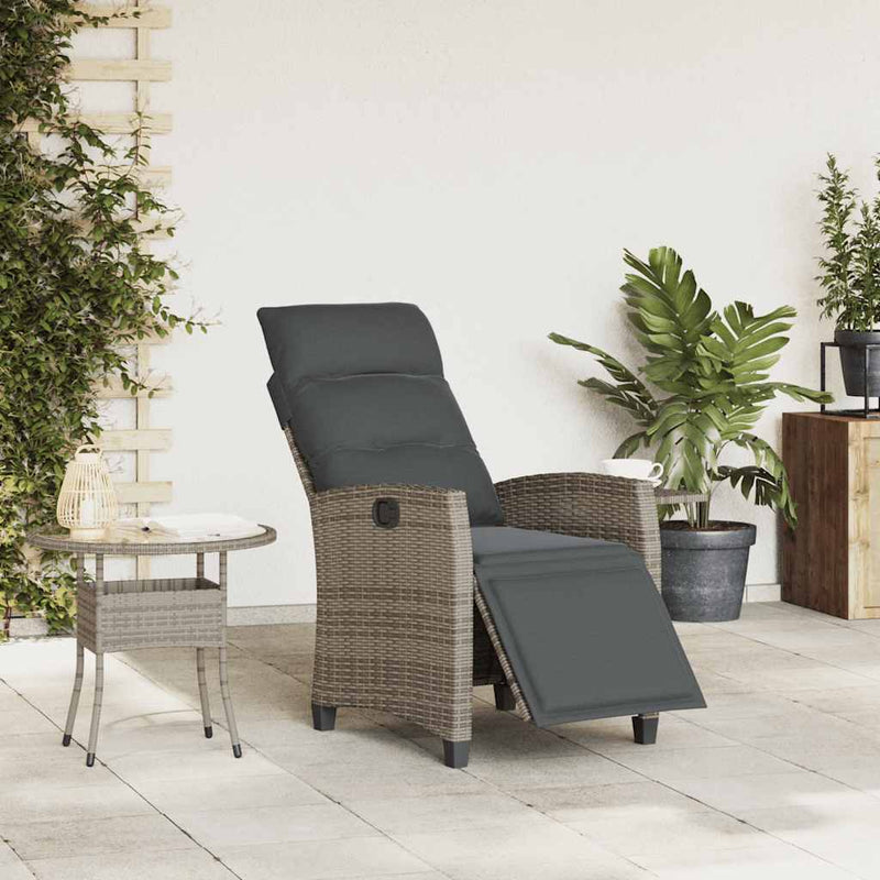 vidaXL szürke polyrattan fekvő kerti szék oldalsó asztallal
