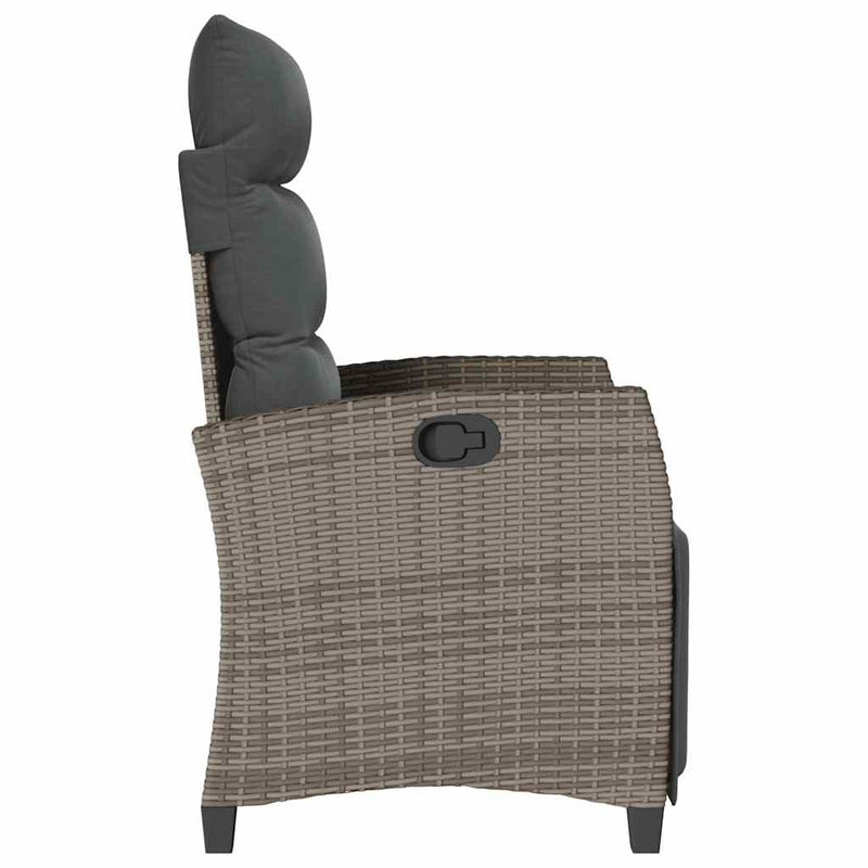 vidaXL szürke polyrattan fekvő kerti szék oldalsó asztallal