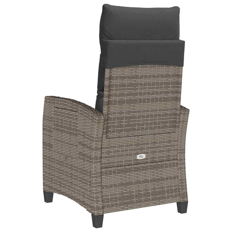 vidaXL szürke polyrattan fekvő kerti szék oldalsó asztallal