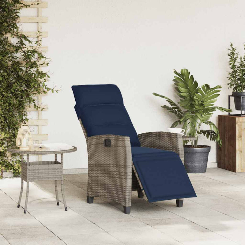 vidaXL szürke polyrattan fekvő kerti szék oldalsó asztallal
