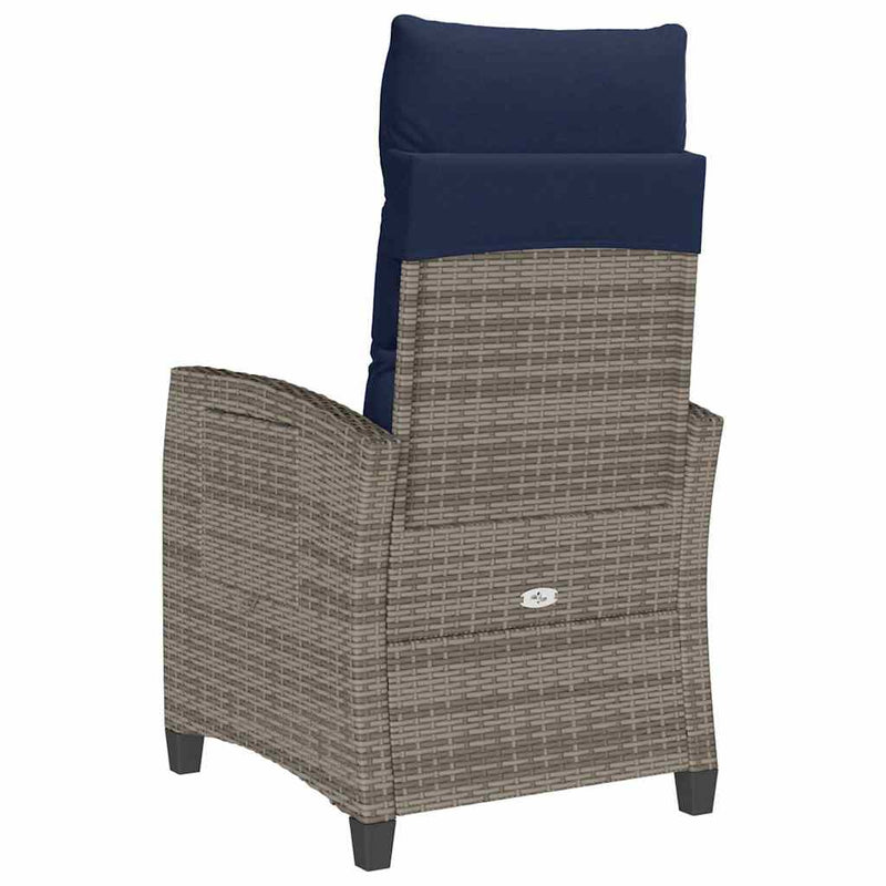 vidaXL szürke polyrattan fekvő kerti szék oldalsó asztallal