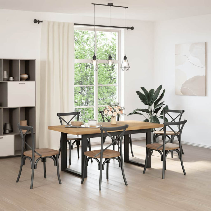 vidaXL Étkezőasztal NOAIN U-alakú lábak 180x90x75 cm tömörfa fenyőfa