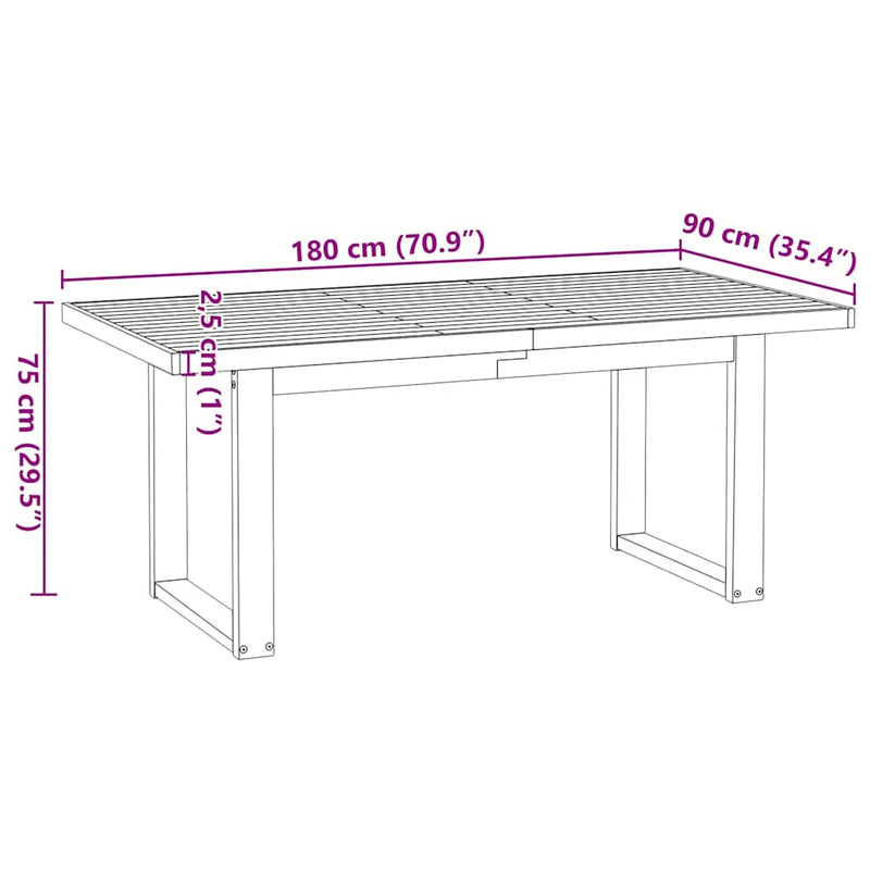 vidaXL Étkezőasztal NOAIN U-alakú lábak 180x90x75 cm tömörfa fenyőfa