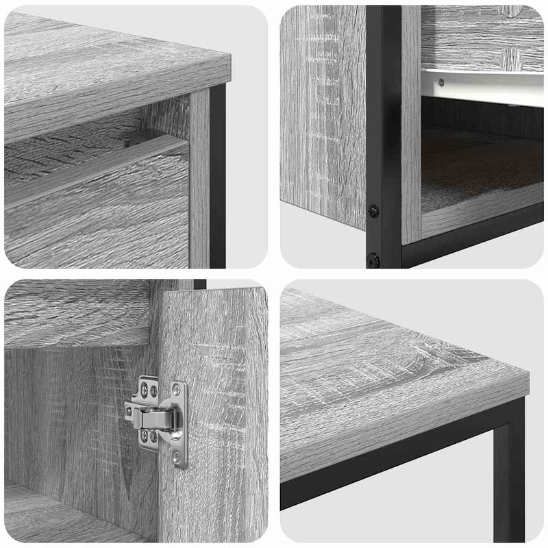 vidaXL Fürdőszoba bútor szett fiókkal 3 pcs Szürke sonoma és Fekete