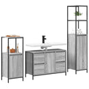 vidaXL Fürdőszoba bútor szett fiókkal 3 pcs Szürke sonoma és Fekete