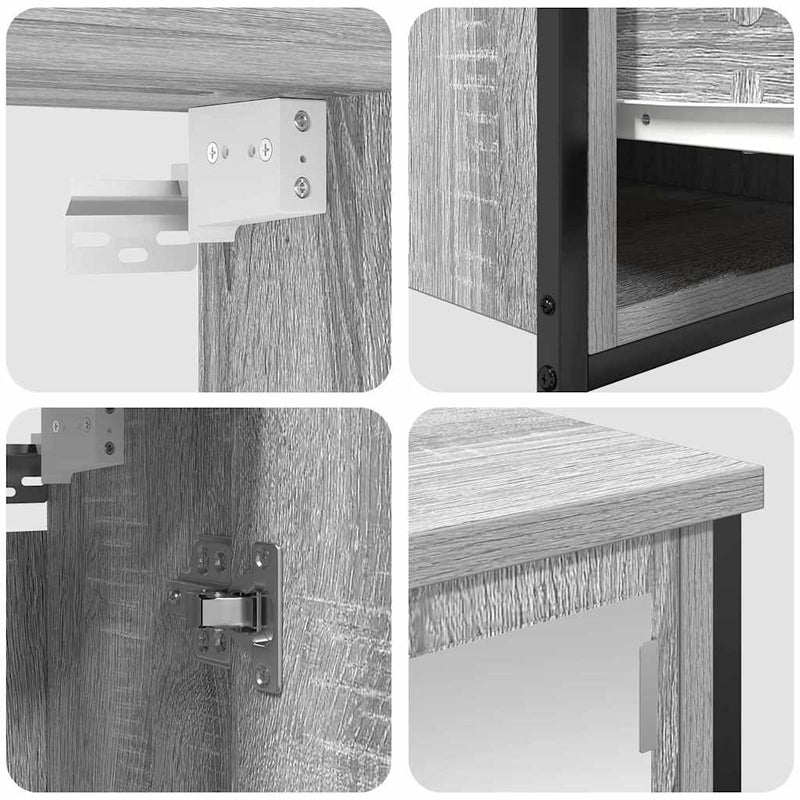 vidaXL Fürdőszoba bútor szett polcokkal 5 pcs Szürke sonoma és Fekete