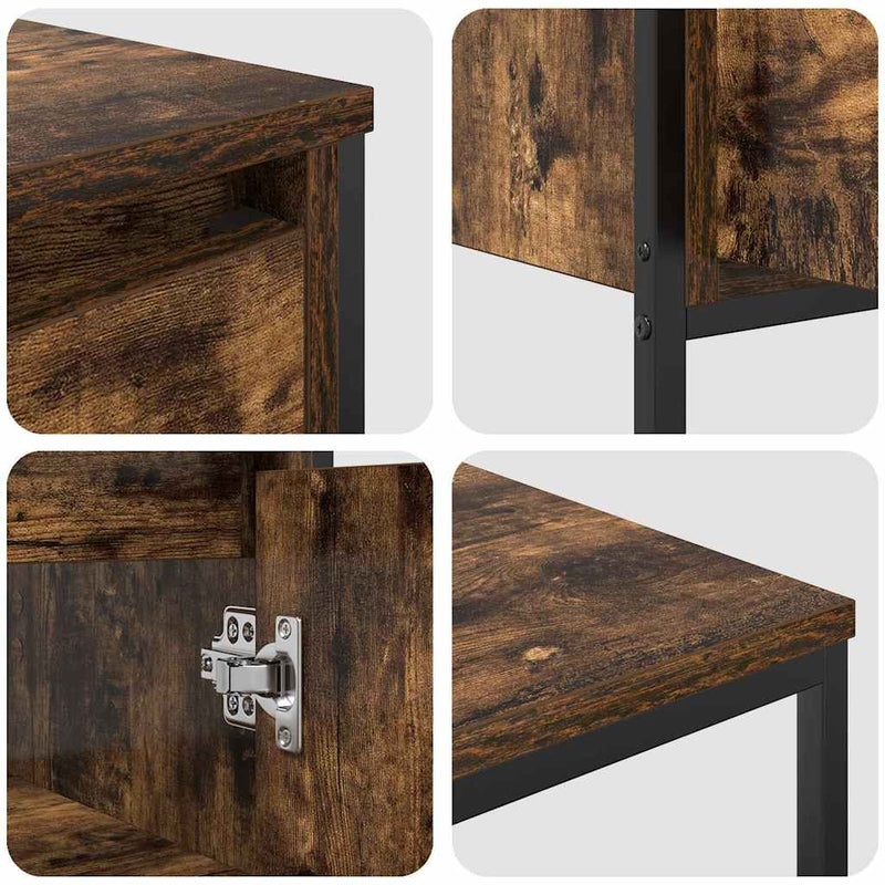 vidaXL Fürdőszoba bútor szett polcokkal 3 pcs Füstölt tölgy és Fekete