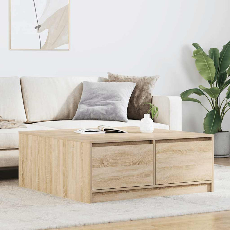 vidaXL tölgy színű dohányzóasztal fiókokkal 100x100x40 cm