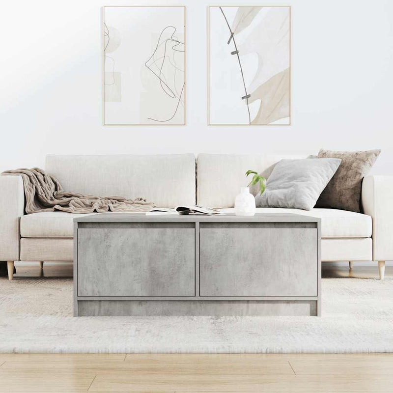 vidaXL betonszürke dohányzóasztal fiókokkal 100x100x40 cm