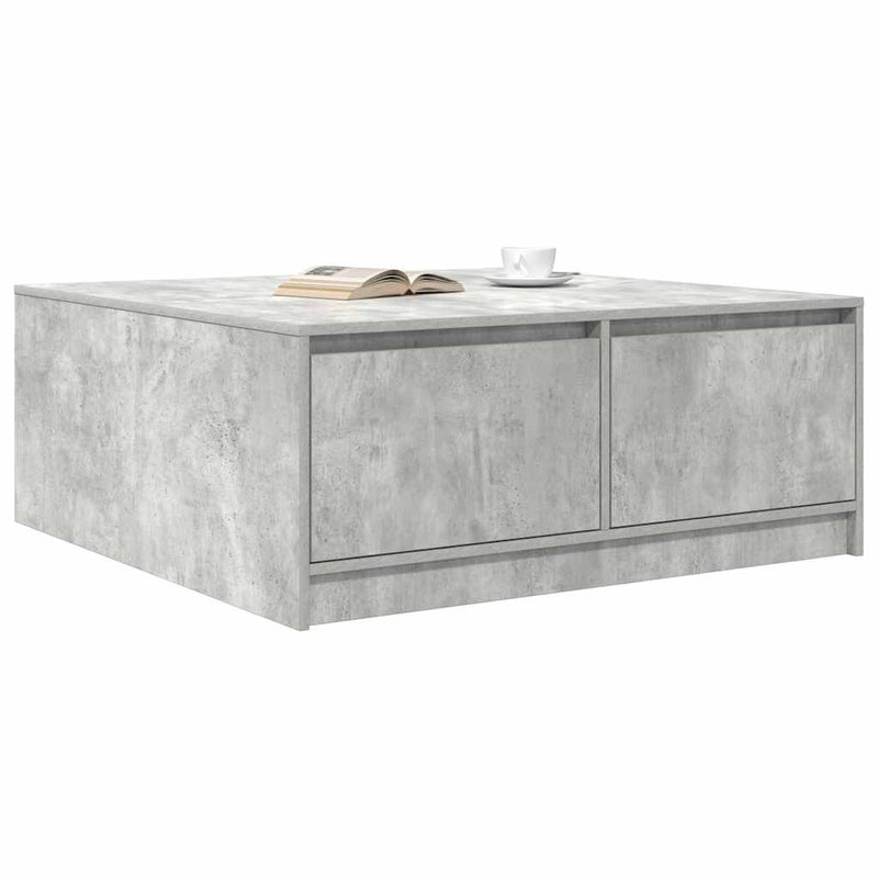 vidaXL betonszürke dohányzóasztal fiókokkal 100x100x40 cm