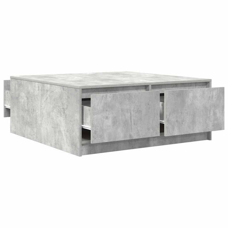 vidaXL betonszürke dohányzóasztal fiókokkal 100x100x40 cm