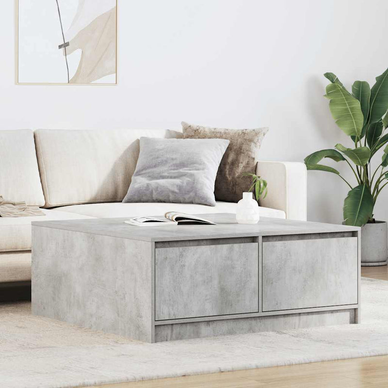 vidaXL betonszürke dohányzóasztal fiókokkal 100x100x40 cm