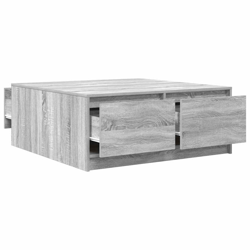 vidaXL szürke sonoma dohányzóasztal fiókokkal 100x100x40 cm