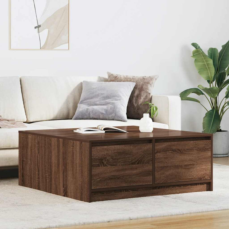 vidaXL barna tölgyfa dohányzóasztal fiókokkal 100x100x40 cm