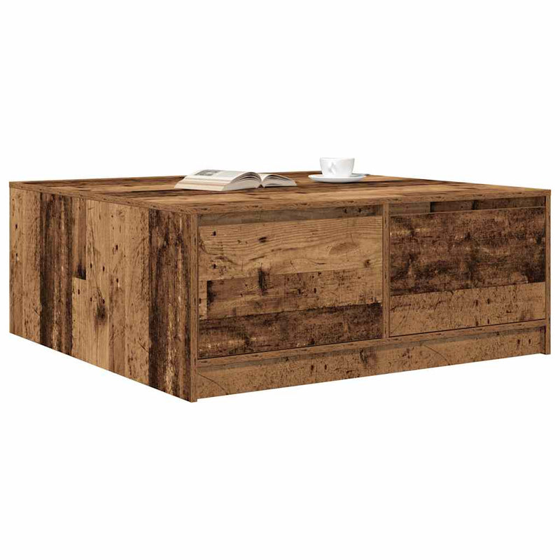 vidaXL antik fa dohányzóasztal fiókokkal 100x100x40 cm