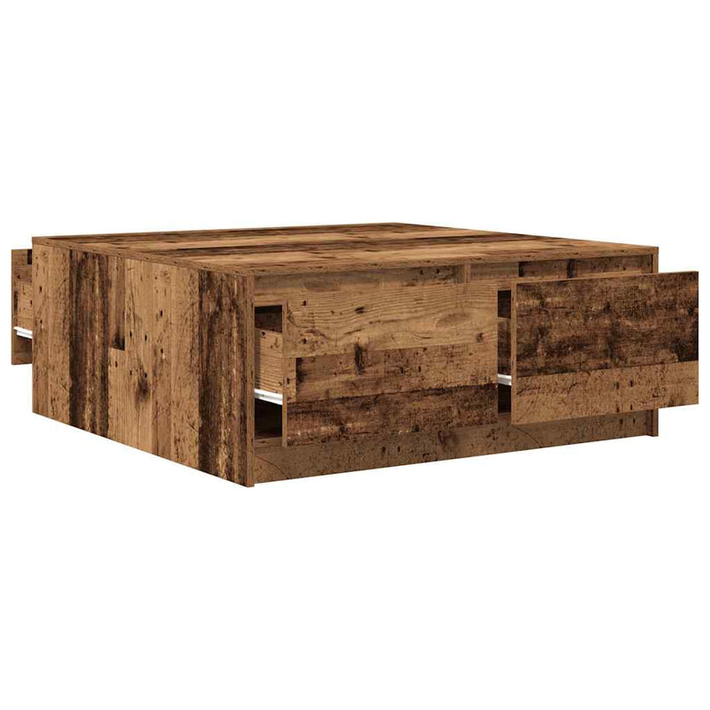 vidaXL antik fa dohányzóasztal fiókokkal 100x100x40 cm