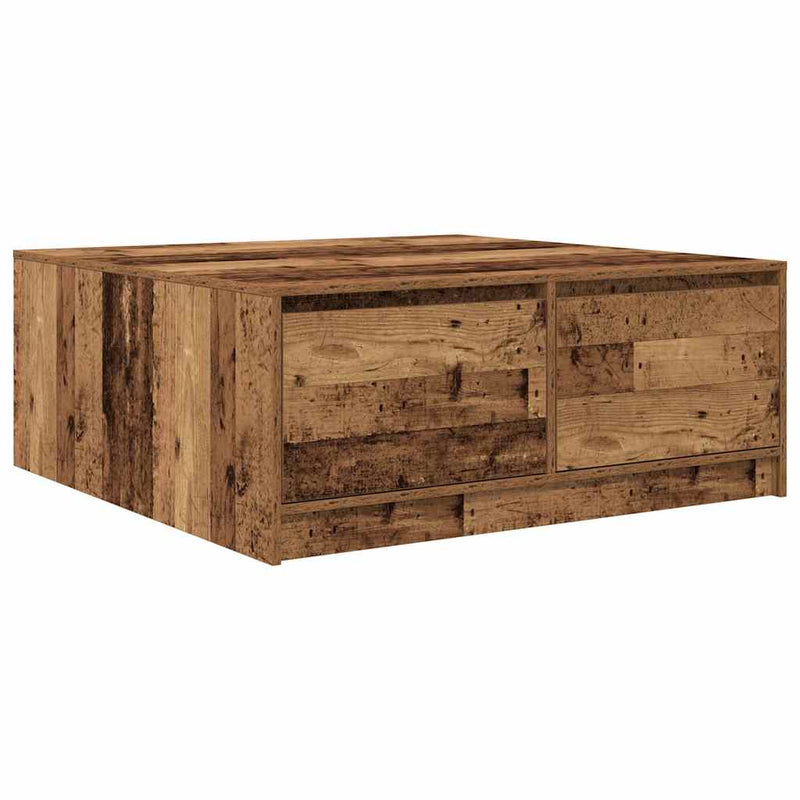 vidaXL antik fa dohányzóasztal fiókokkal 100x100x40 cm