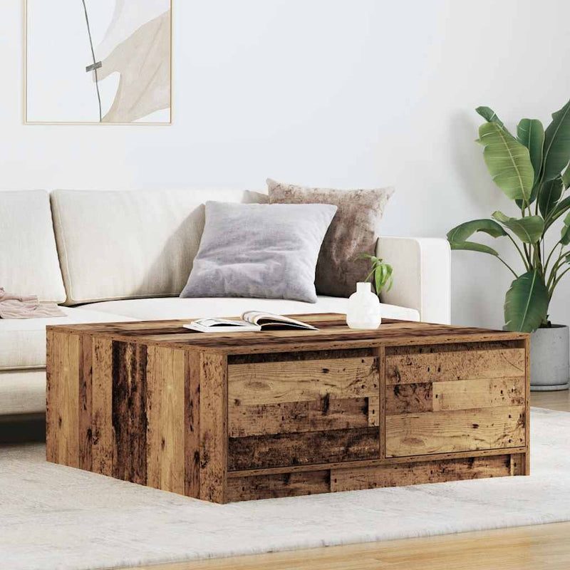 vidaXL antik fa dohányzóasztal fiókokkal 100x100x40 cm