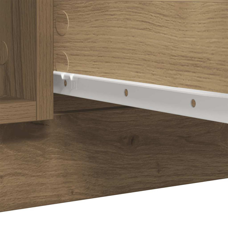 vidaXL kézműves tölgy szerelt fa tálalószekrény fiókos 100,5x35x76 cm