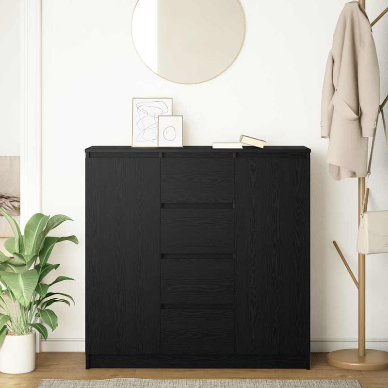 vidaXL fekete tölgy szerelt fa tálalószekrény fiókos 100,5x35x98,5 cm