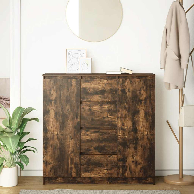 vidaXL füstölt tölgy szerelt fa tálalószekrény fiókos 100,5x35x98,5 cm