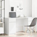 vidaXL Asztal fiókkal polcokkal ajtóval Fehér 140 x 49 x 76 cm Faanyag
