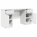 vidaXL Asztal fiókkal polcokkal ajtóval Fehér 140 x 49 x 76 cm Faanyag