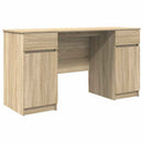 vidaXL Asztal fiókkal polcokkal sonoma tölgy 140 x 49 x 76 cm Faanyag