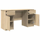 vidaXL Asztal fiókkal polcokkal sonoma tölgy 140 x 49 x 76 cm Faanyag