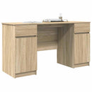 vidaXL Asztal fiókkal polcokkal sonoma tölgy 140 x 49 x 76 cm Faanyag