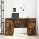vidaXL Asztal fiókkal polcokkal Füstölt tölgy 140 x 49 x 76 cm Faanyag