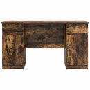 vidaXL Asztal fiókkal polcokkal Füstölt tölgy 140 x 49 x 76 cm Faanyag