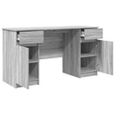 vidaXL Asztal fiókkal polcokkal Szürke sonoma 140 x 49 x 76 cm Faanyag