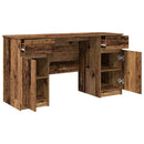 vidaXL Asztal fiókkal polcokkal Régi fa 140 x 49 x 76 cm Faanyag