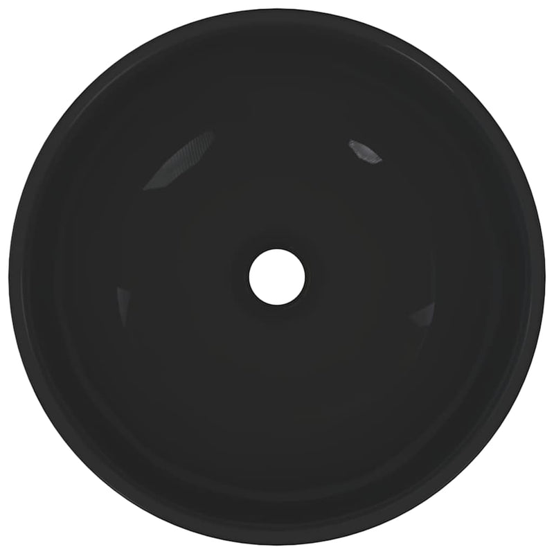 vidaXL fényes fekete kerámia mosdókagyló Ø28x10 cm