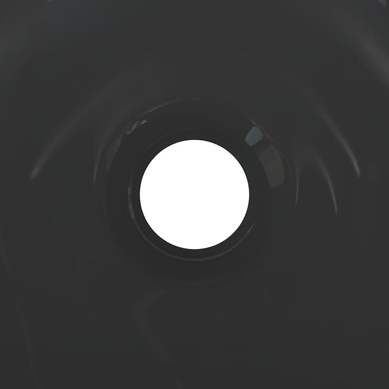 vidaXL fényes fekete kerámia mosdókagyló Ø28x10 cm