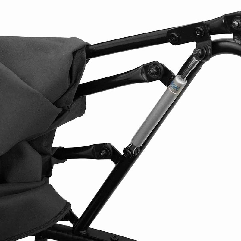 vidaXL fekete polyrattan kültéri napozóágy napellenzővel és párnákkal