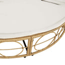 vidaXL polyrattan kültéri napozóágy napellenzővel és párnákkal