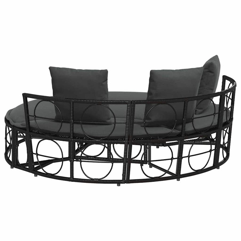 vidaXL fekete polyrattan kültéri napozóágy baldachin nélkül