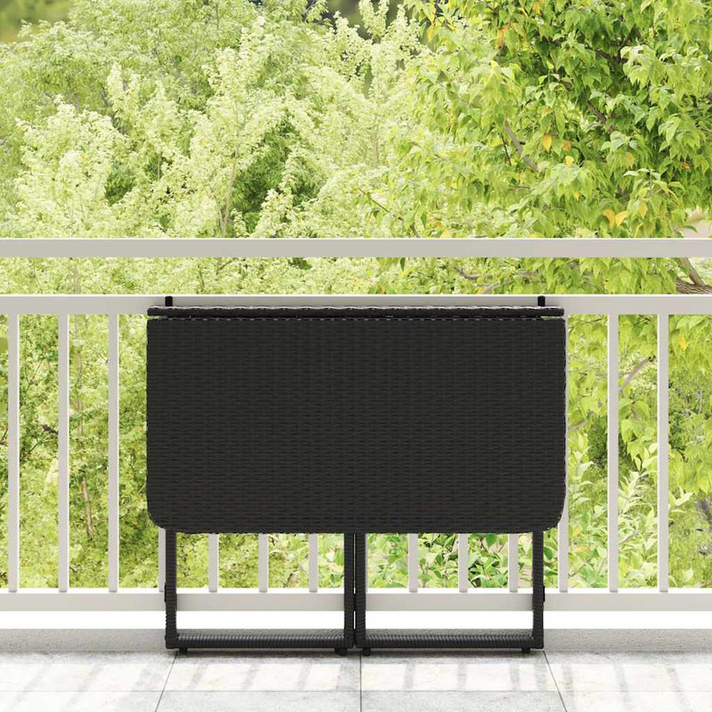 vidaXL fekete polyrattan összecsukható kerti asztal 90x51x75 cm