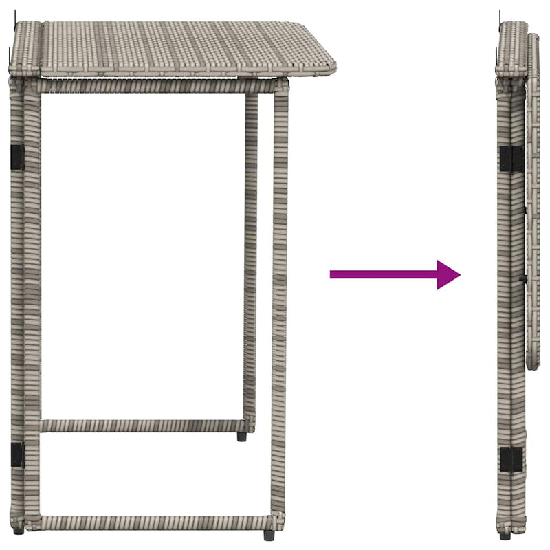 vidaXL szürke polyrattan összecsukható kerti asztal 90x51x75 cm